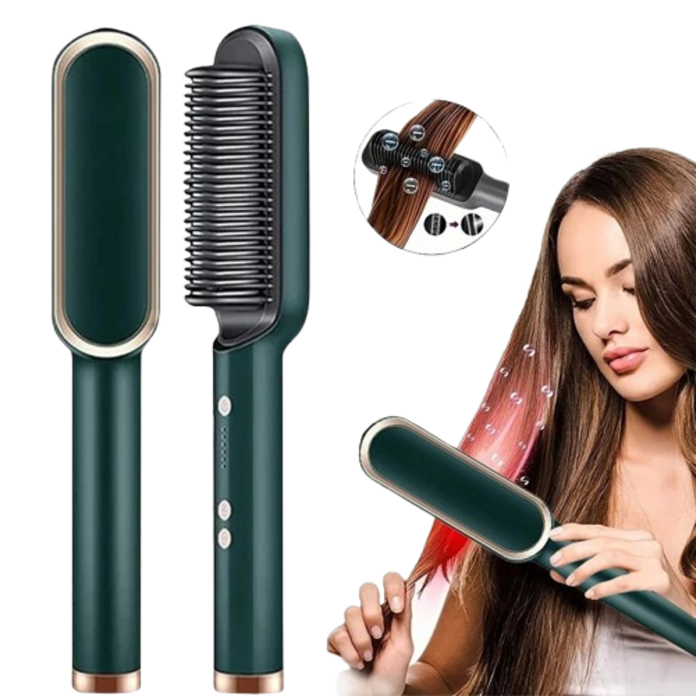 Spazzola Lisciante 3 in 1 con Pettine Riscaldato