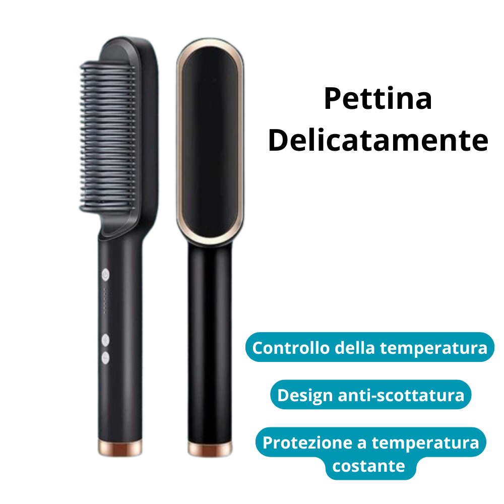 Spazzola Lisciante 3 in 1 con Pettine Riscaldato
