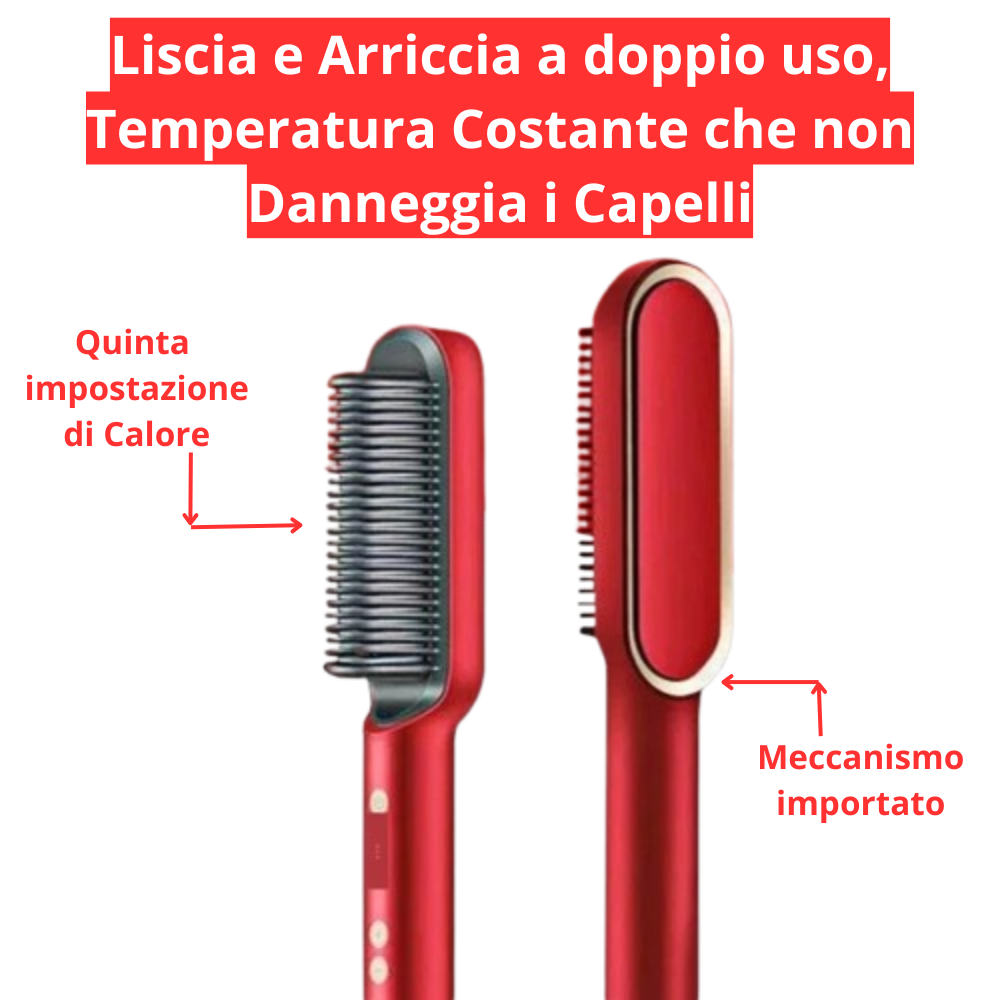 Spazzola Lisciante 3 in 1 con Pettine Riscaldato