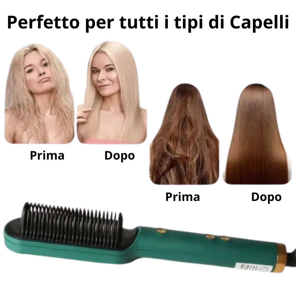 Spazzola Lisciante 3 in 1 con Pettine Riscaldato