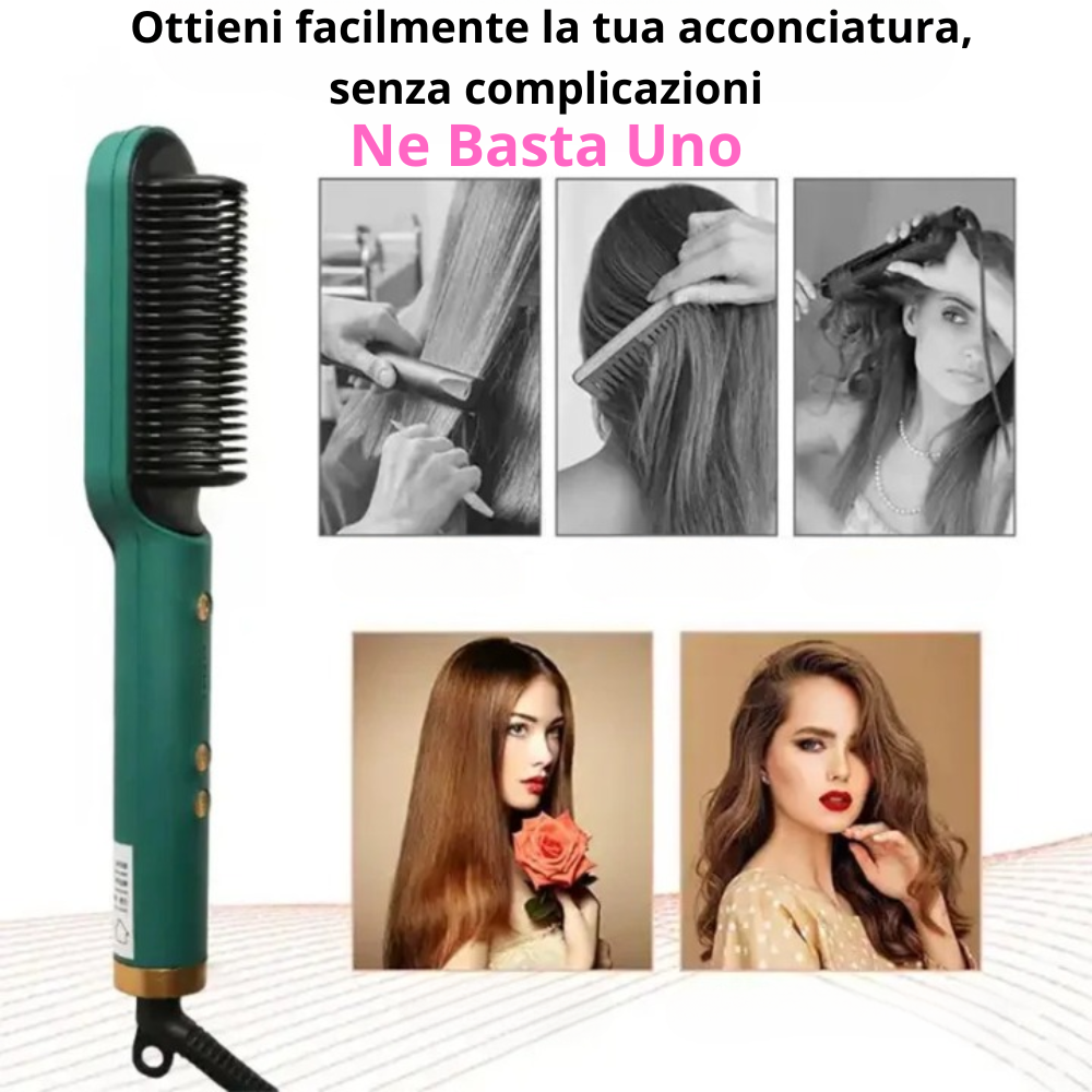Spazzola Lisciante 3 in 1 con Pettine Riscaldato